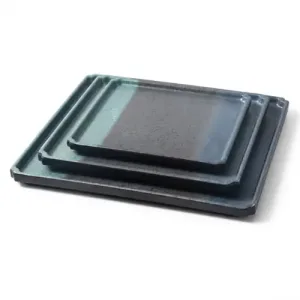 Assiette Carre en Mélamine Noir Ø 30.3×2 cm