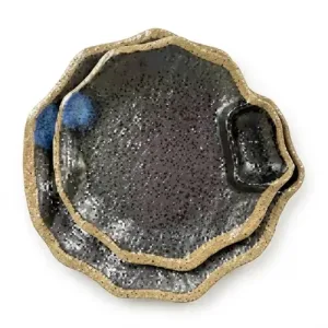 Assiette Coquillage en Mélamine Noir Filet