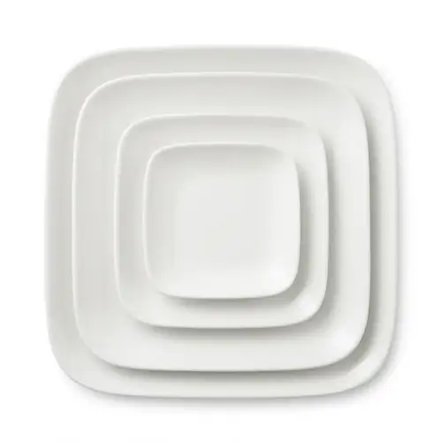 Assiette Carre en Porcelaine Blanc Dim 25×
