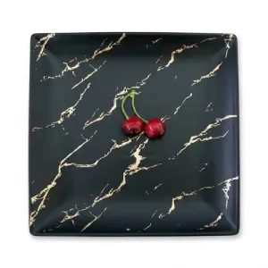Assiette Carre en Porcelaine Noir Ø 24 cm