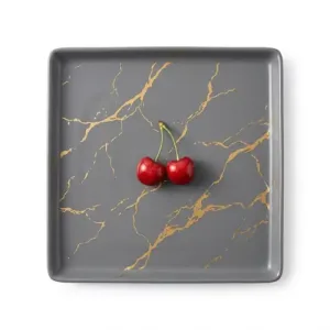 Assiette Carre en Porcelaine Gris Ø 24 cm