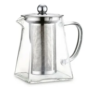 Pot à Thé Forme Carre en Verre avec Filtre