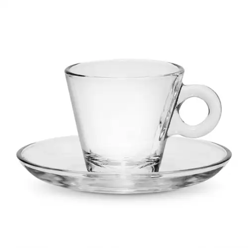 Tasse à Café 80cc + sous Tasse en Verre PA