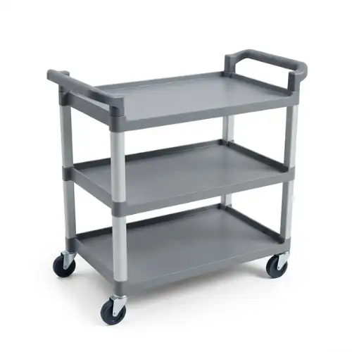 Chariot 3 Niveaux en Plastique Gris 104 cm