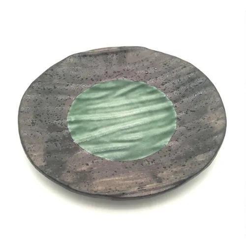 Assiette Asiatique Rond Striee en Porcelai